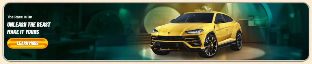 Vegasino "Slipp lĂžs dyret" luksus SUV kampanjebanner